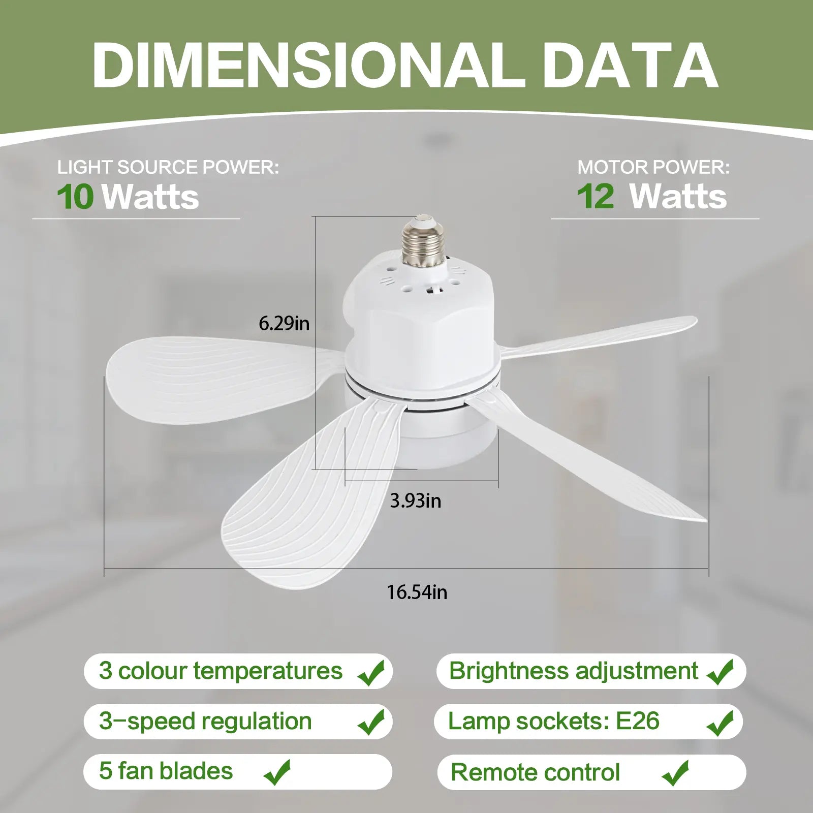 ASALL Socket Fan Light with Remote Control, Portable Small Ceiling Fan with Light for Kitchen,Bedroom, Livingroom, with Dimming Function, 1000 Lumens, Screws into E26/E27