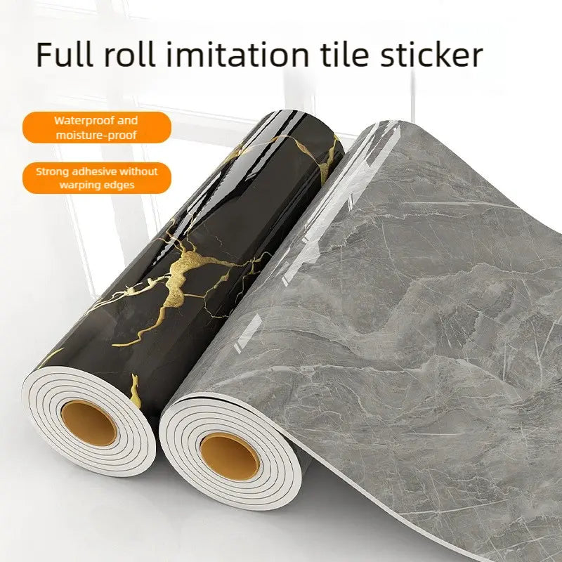 23In×118In Marble Pattern Wallpaper Roll, Waterproof Floor & Wall Sticker, Thickened Self-Adhesive, Easy Clean & Install, DIY Decor for Kitchen, Bedroom, Living Room, Bathroom — Vinyl Flooring