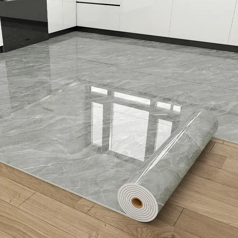 23In×118In Marble Pattern Wallpaper Roll, Waterproof Floor & Wall Sticker, Thickened Self-Adhesive, Easy Clean & Install, DIY Decor for Kitchen, Bedroom, Living Room, Bathroom — Vinyl Flooring
