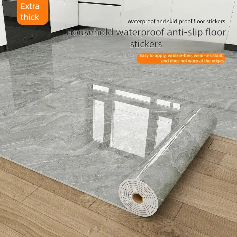 23In×118In Marble Pattern Wallpaper Roll, Waterproof Floor & Wall Sticker, Thickened Self-Adhesive, Easy Clean & Install, DIY Decor for Kitchen, Bedroom, Living Room, Bathroom — Vinyl Flooring