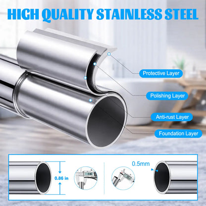Shower Curtain Rod, 32-80 Inch Adjustable Spring Tension Curtain Rod, Never Rust Anti-Slip Shower Curtain Rod for Bathroom, No Drilling, Never Collapse, Easy to Use, Silver and Black