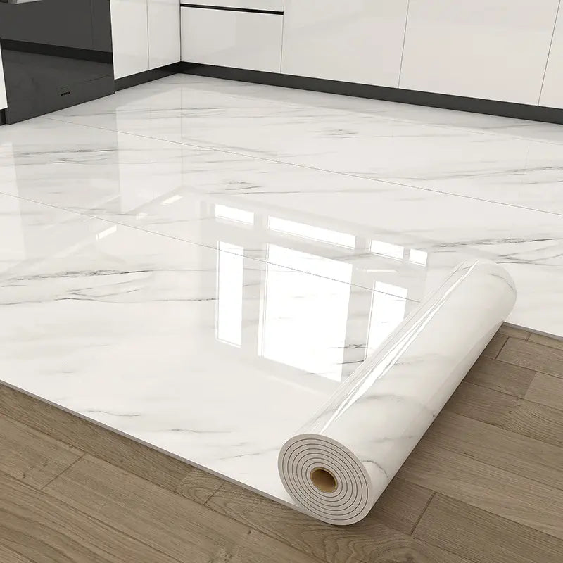 23In×118In Marble Pattern Wallpaper Roll, Waterproof Floor & Wall Sticker, Thickened Self-Adhesive, Easy Clean & Install, DIY Decor for Kitchen, Bedroom, Living Room, Bathroom — Vinyl Flooring